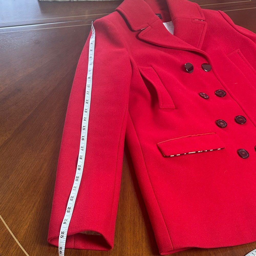 Piazza Sempione Red Wool Double-Breasted Coat – Made in Italy Size 40 - Picture 13 of 16